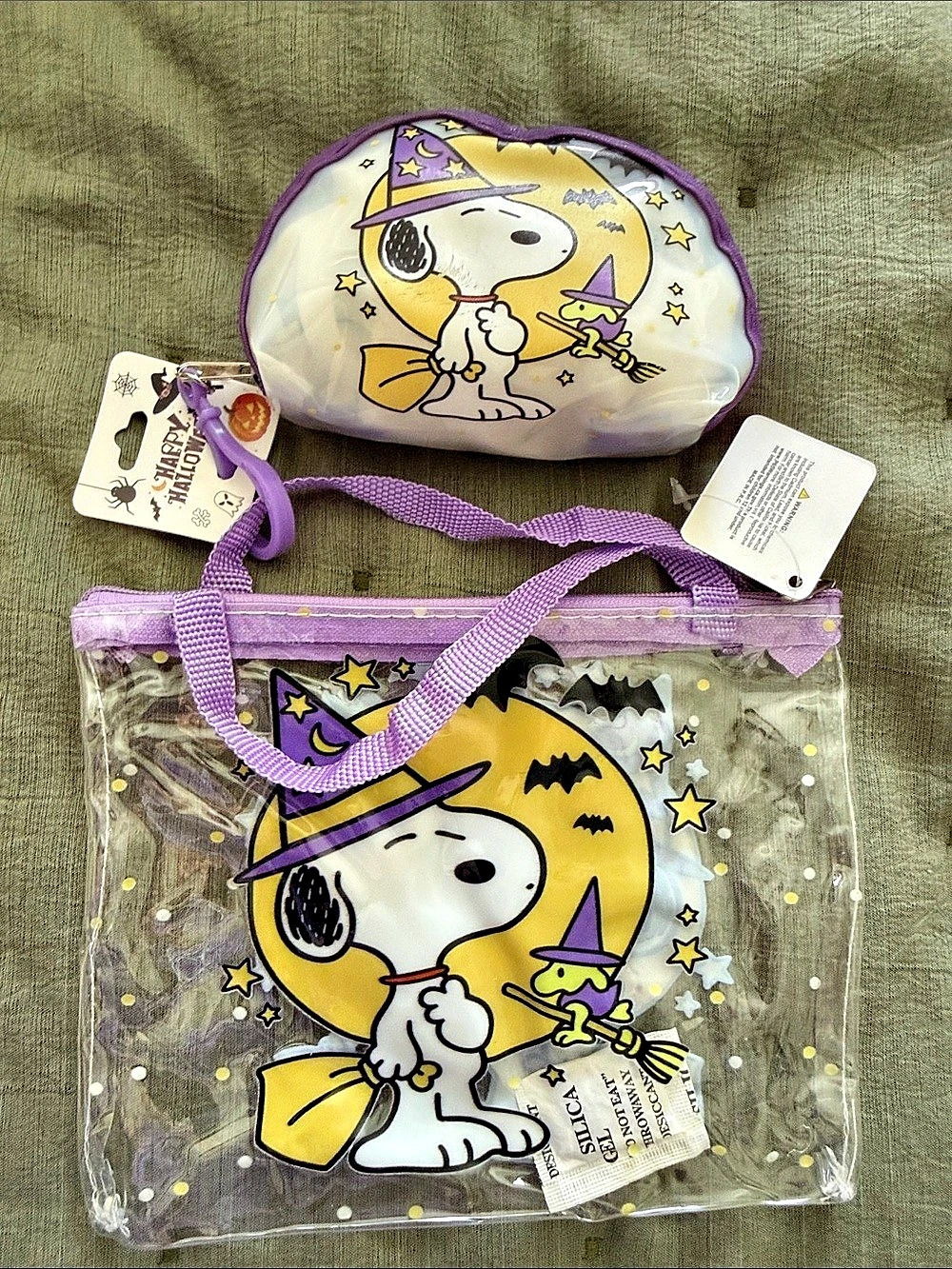 Peanuts Snoopy Cosmetic Bag Set in Purple & Yellow NWT